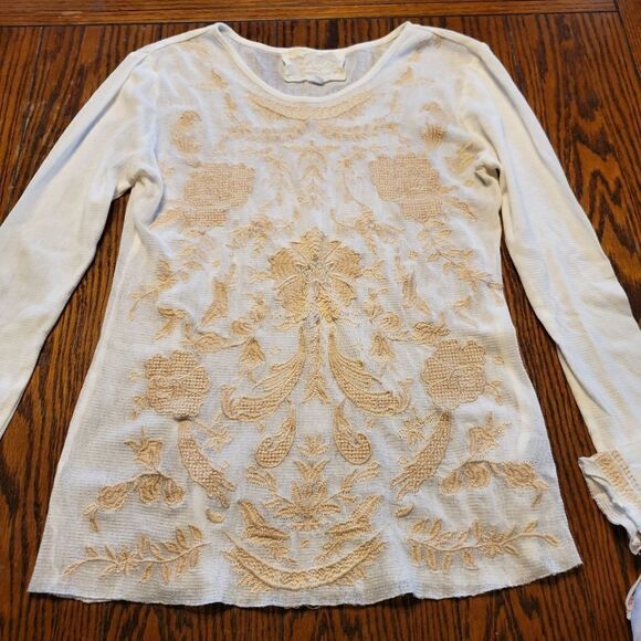 Johnny Was Abby mesh embroidered tee size XS - Picture 3 of 4